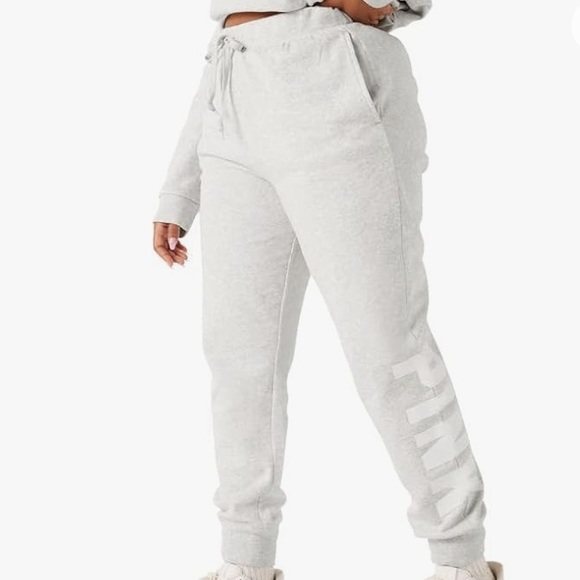 (A8) VICTORIA'S SECRET Pink Everyday Lounge Relaxed Joggers, Heather Grey, Sz M - Picture 2 of 12